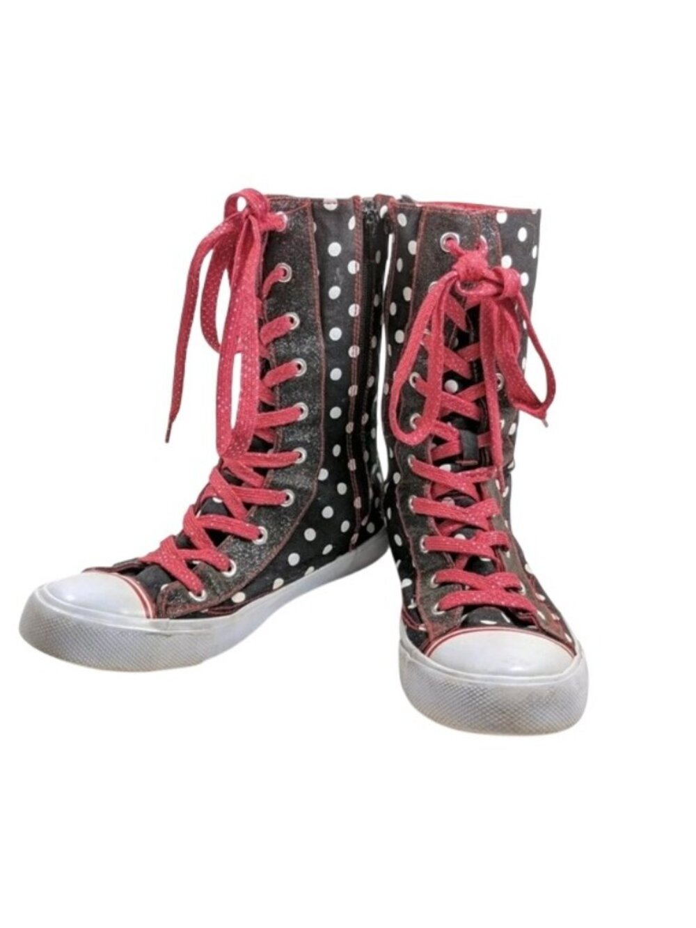 Disney Minnie Youth Size 5.5 Mid Calf Black Polka Dot Fashion Sneakers